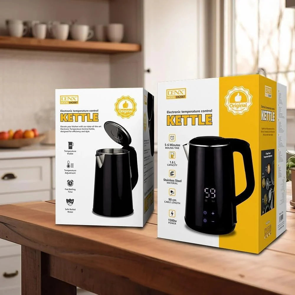 🌡️ DENX ELECTRONIC TEMPERATURE CONTROL KETTLE 1500W – Precision Boiling, Perfect Every Time