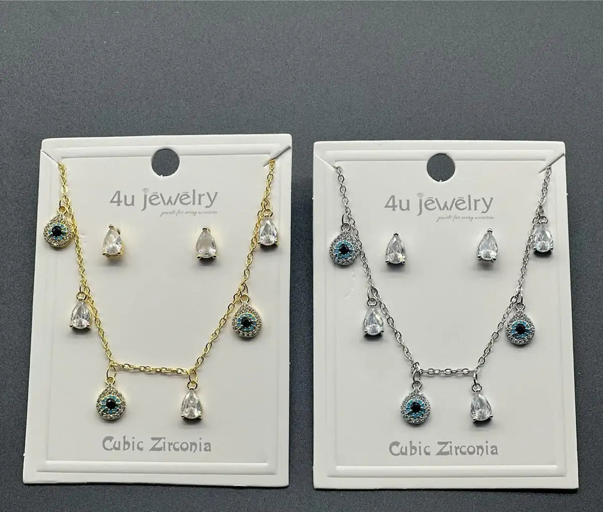 🧿 EVIL EYE TEARDROP DANGLE SET – Sparkle with Style & Positive Energy