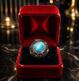 💙 TURQUOISE CRYSTAL DOME STATEMENT RING – Bold Beauty with Timeless Elegance