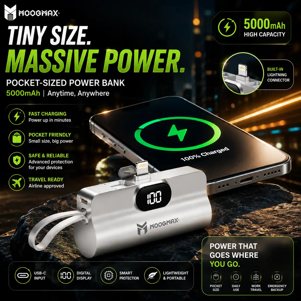⚡ MOOGMAX OKAMI Mini Power Bank – Pocket-Sized Power, Anytime Anywhere