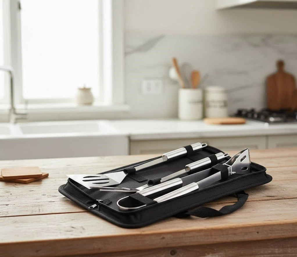 🔥 COMPACT BBQ GRILL TOOL SET – Everything You Need for Perfect Grilling
