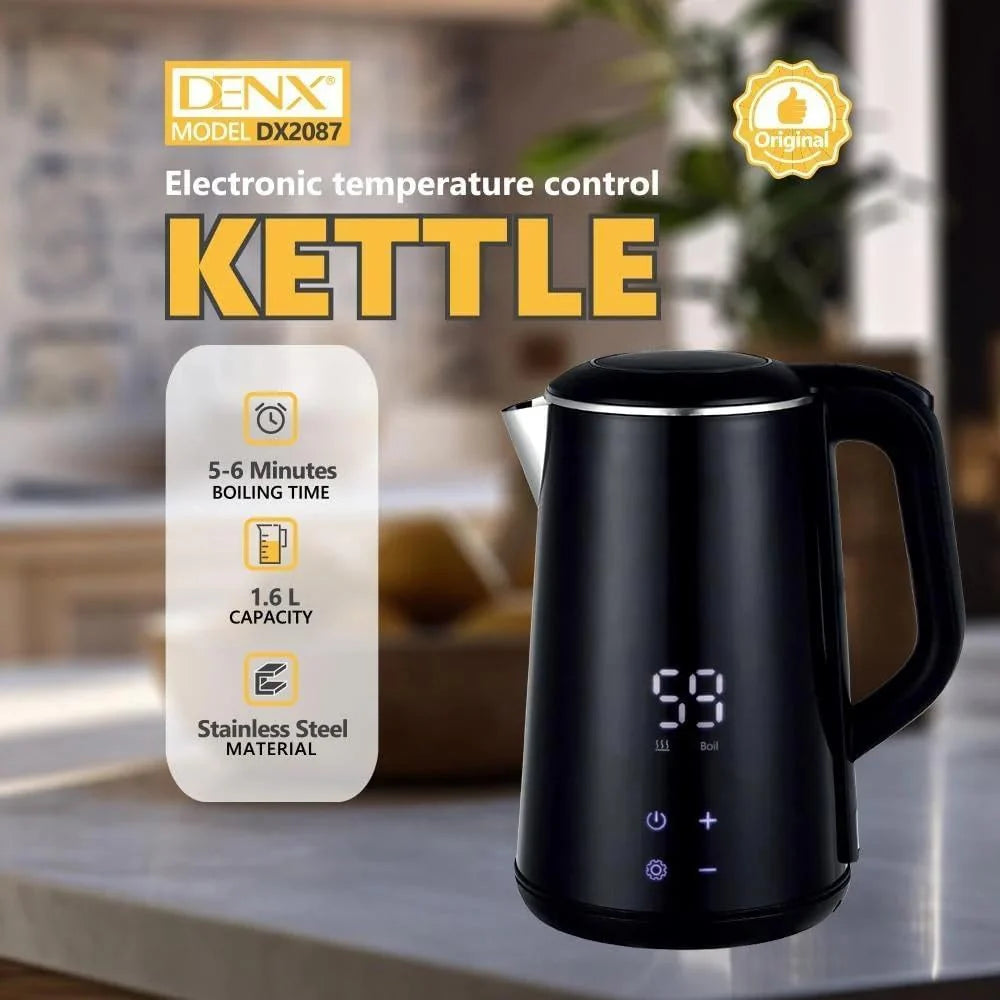 🌡️ DENX ELECTRONIC TEMPERATURE CONTROL KETTLE 1500W – Precision Boiling, Perfect Every Time