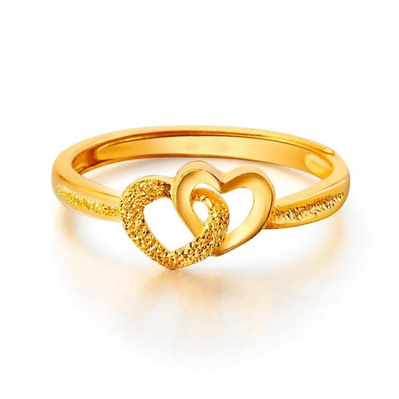 💖 Golden Heart Connection Ring – A Symbol of Love & Elegance