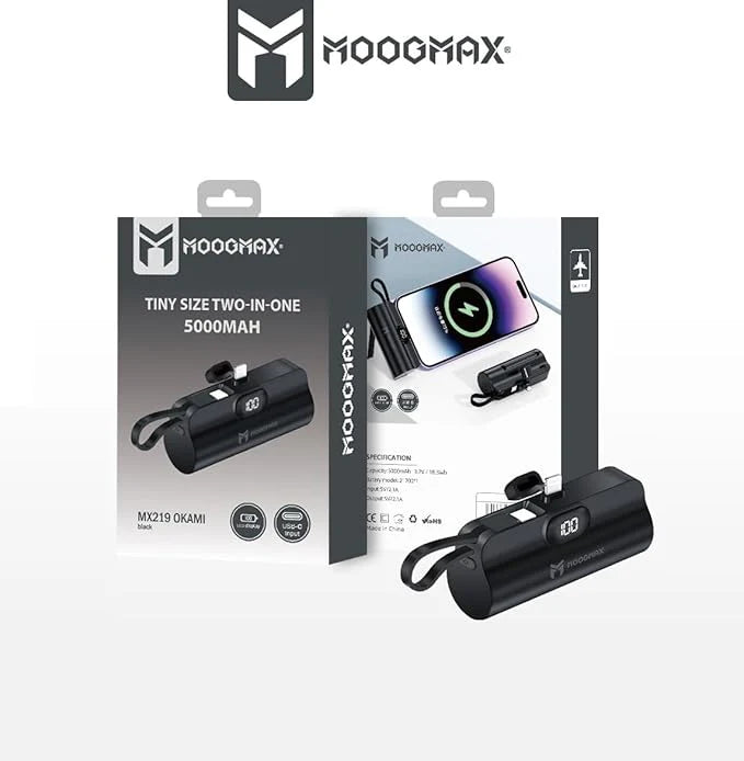 ⚡ MOOGMAX OKAMI شاحن متنقل صغير – طاقة بحجم الجيب، في أي وقت وفي أي مكان