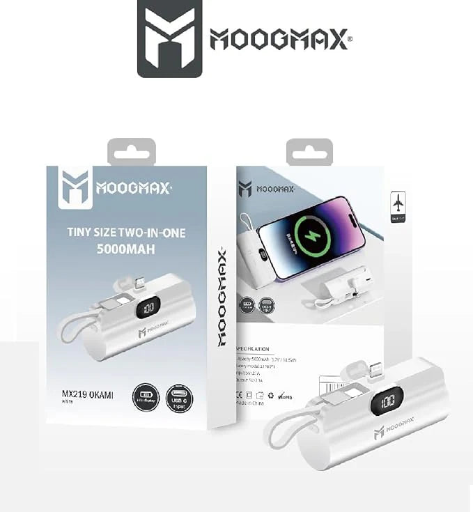 ⚡ MOOGMAX OKAMI شاحن متنقل صغير – طاقة بحجم الجيب، في أي وقت وفي أي مكان