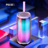 🔊 مكبر صوت Pulse 5 اللاسلكي – عرض ضوئي RGB 360 درجة وجهير قوي