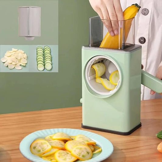 🥕 Stainless Steel Rotary Vegetable Cutter – Slice, Shred & Prep in Seconds